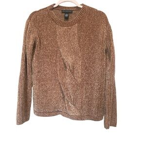 Brown Chunky Textured Tan Knit Sweater Soft Cozy Fall Winter Staple Office Sz M